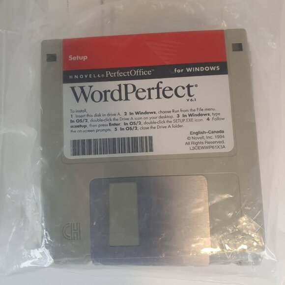 Factory Sealed Word Perfect for Windows Version 6.1 12 3.5" Floppy Disks - Picture 1 of 8